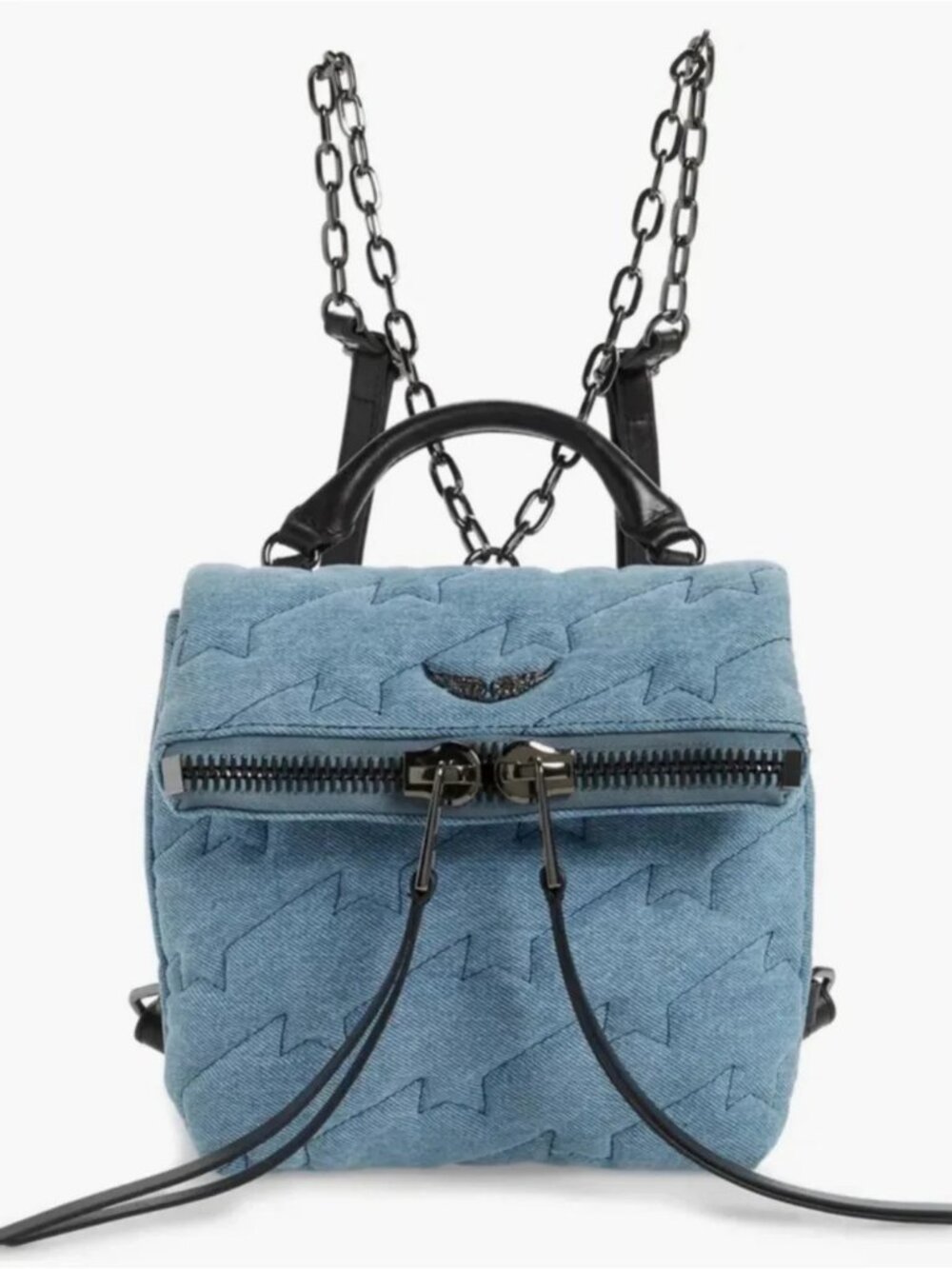 NEW Zadig & Voltaire Romy Compact Quilted Mini Denim Backpack